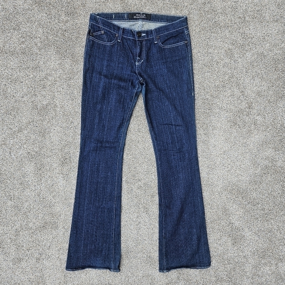 Rock & Republic Kasandra Jeans Dark Wash Bootcut Solo Color Denim Womens Size 31